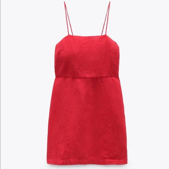 ZARA LINEN AND COTTON BLEND MINI DRESS - Picture 8 of 10